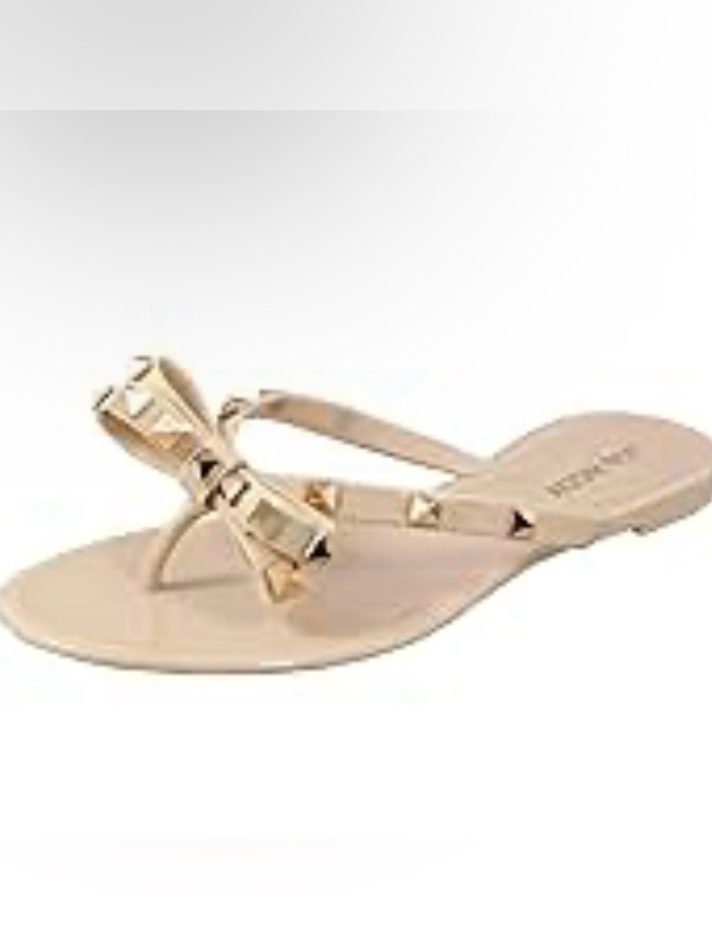 Steve Madden Beige Bow Thong Sandal with Gold Studs